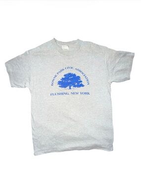 Bowne Park Civic Association Gray Tee with Royal Blue Tree Graphic Size Youth XL